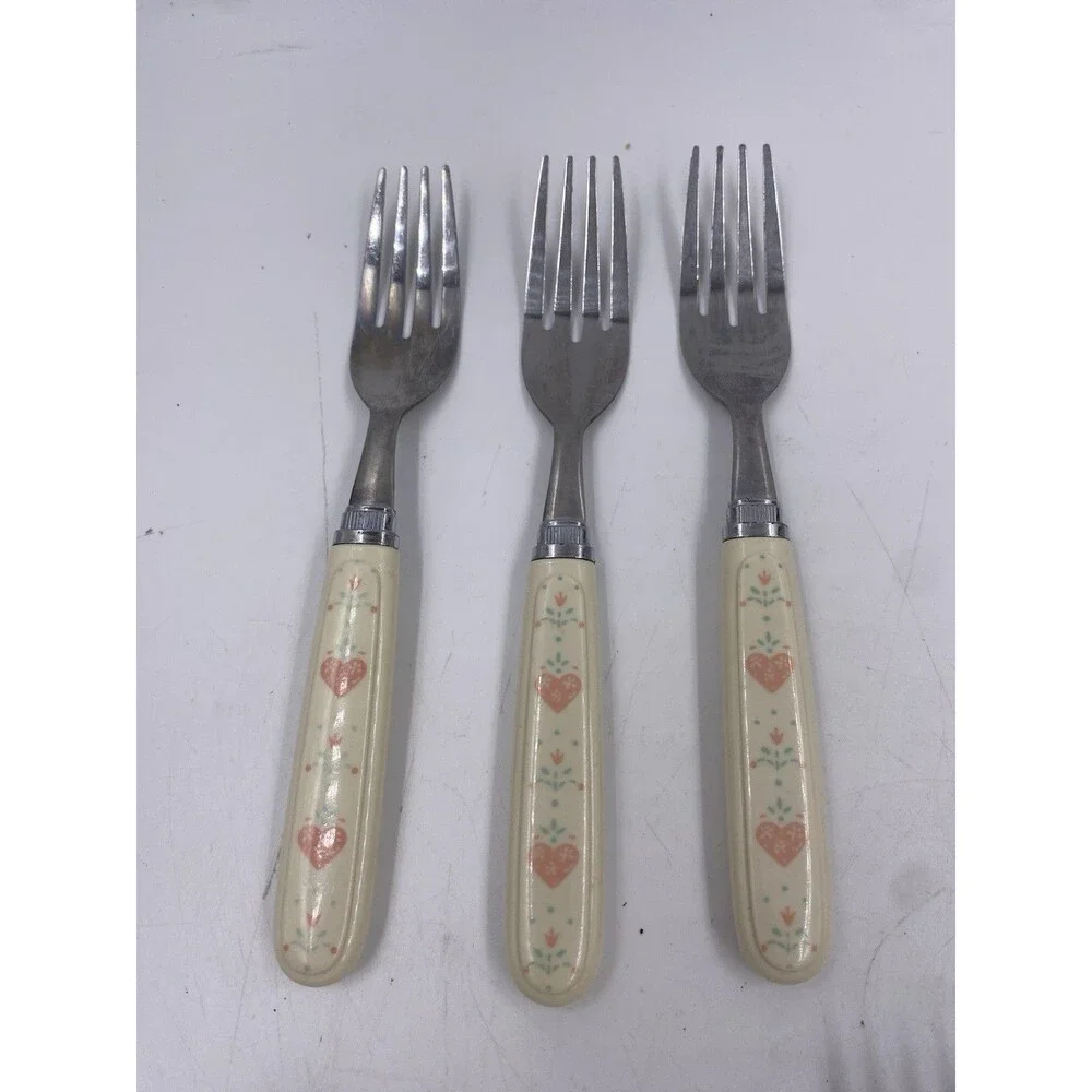 11 Pieces Mixed Corelle Forever Yours Heart Flatware Heavily Used Needs Repair